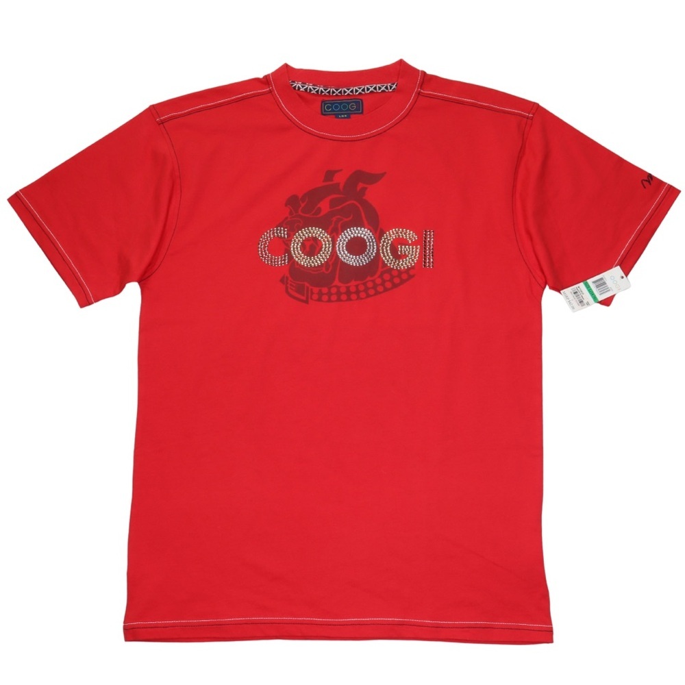 Vintage Coogi Tshirt Y2K RARE NWT Size Large Red I Am A Lucky Dog Bulldog